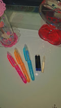Kids Cute Erasable Fountain Pen Set – Colorful Translucent Ink Pens with Ink Cartridges