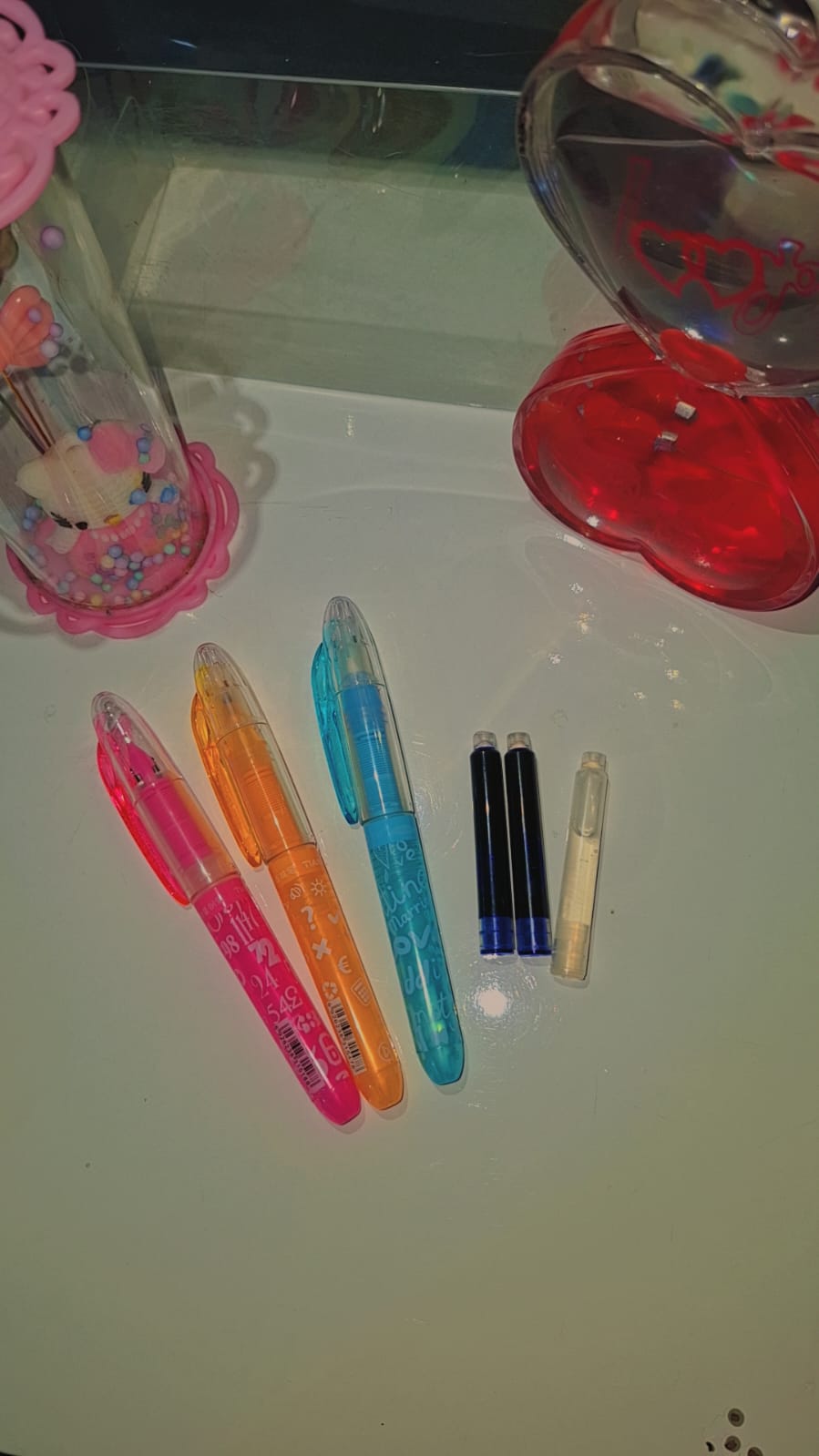 Kids Cute Erasable Fountain Pen Set – Colorful Translucent Ink Pens with Ink Cartridges