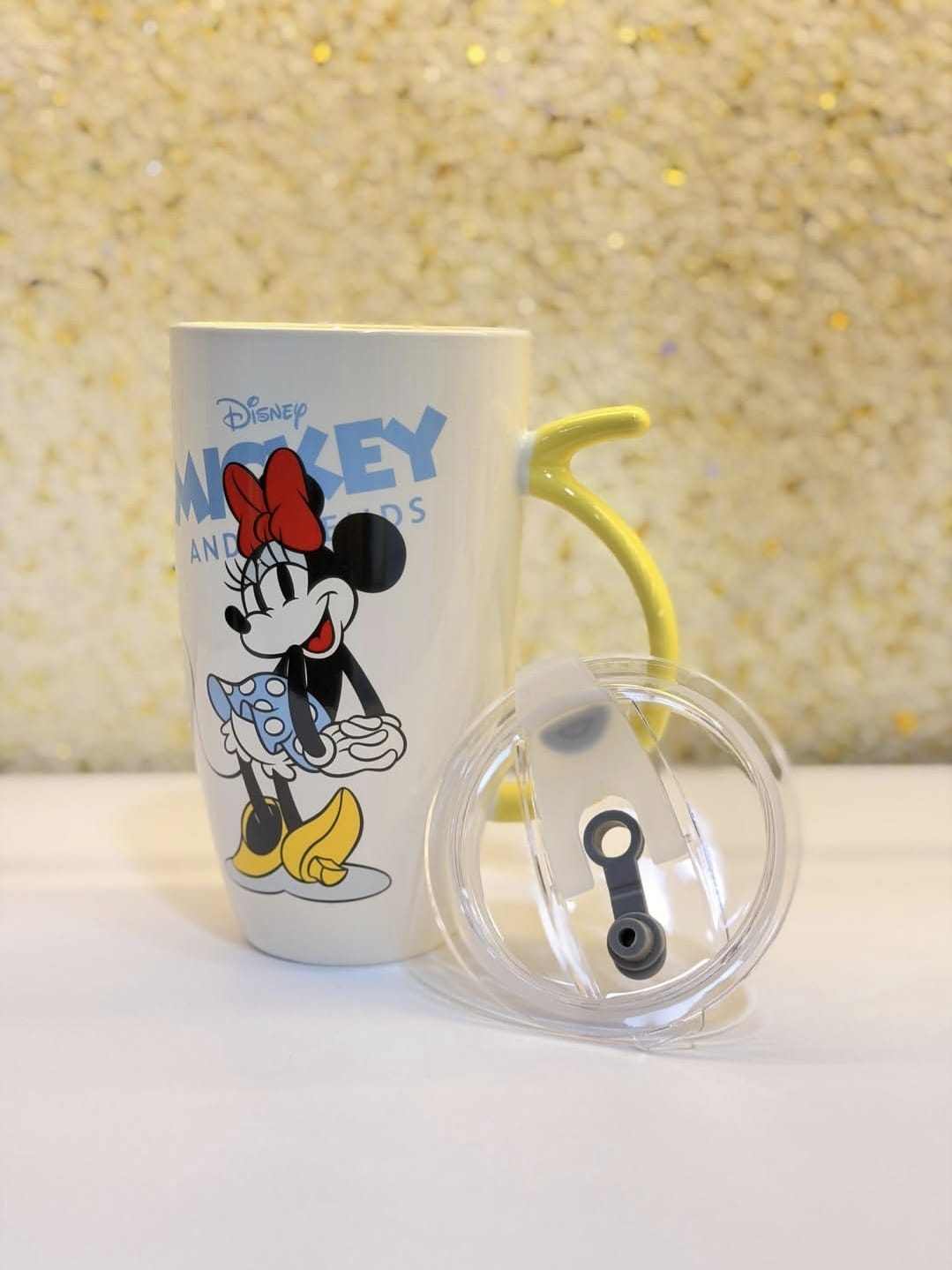 Disney Minnie Mouse Ceramic Travel Mug – Premium Coffee Cup with Splash-Proof Lid