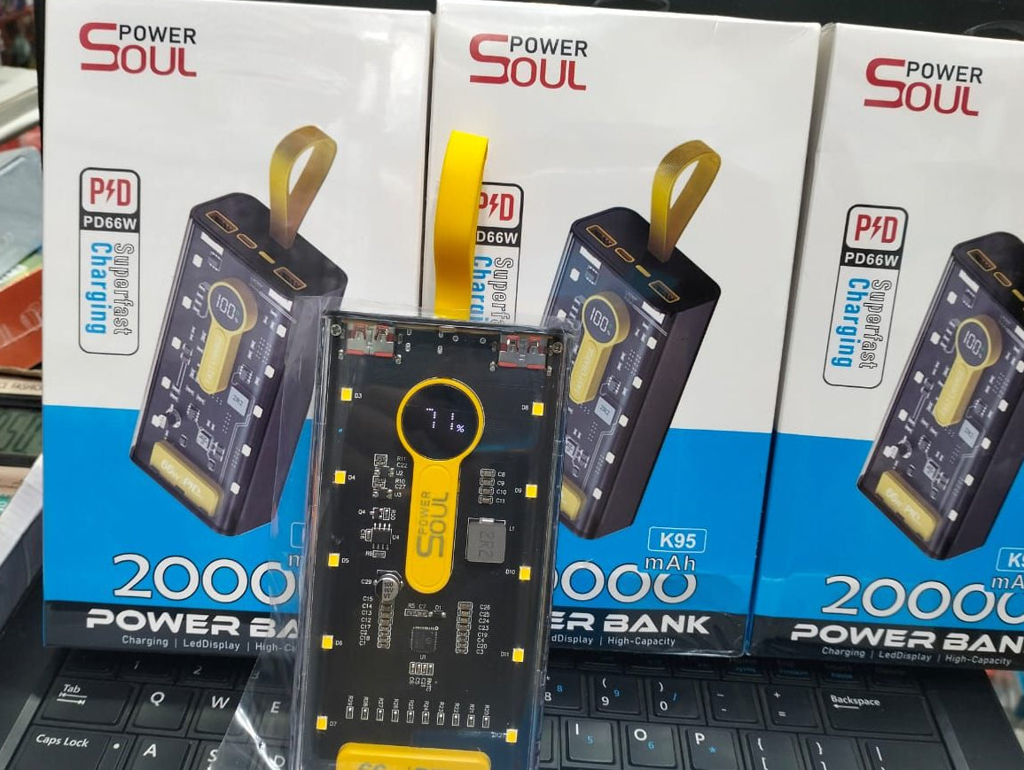 Power Soul K95 power bank with a 20000mAh capacity